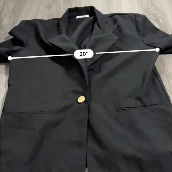 Vintage F. Shay Black Long Sleeve Double Lapel Single Button‎ Blazer Size 10 - Picture 8 of 9